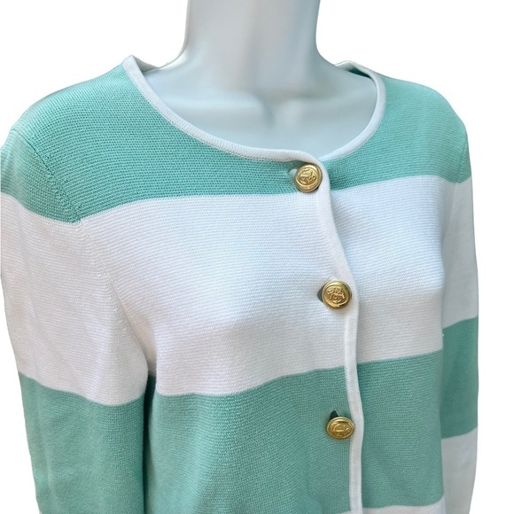 Brooks Brothers Sweaters - Brooks Brothers Womens Aqua & White Button Down Supima Cotton Sweater Small
